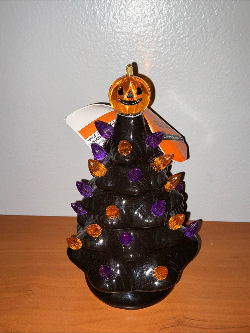HAPPY HALLOWEEN Light up Black Ceramic Halloween Tree